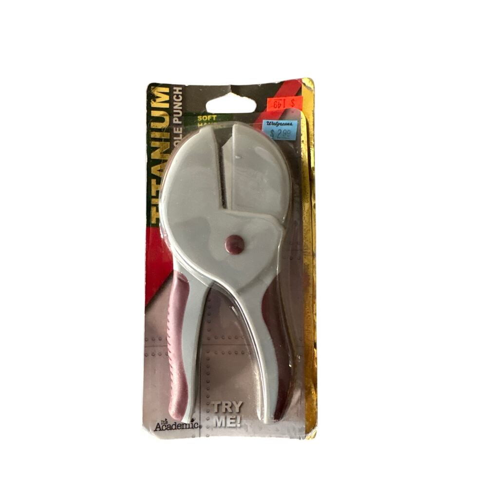 It’s Academic Titanium Single Hole Punch Soft Handle White NOS Sealed Condition
